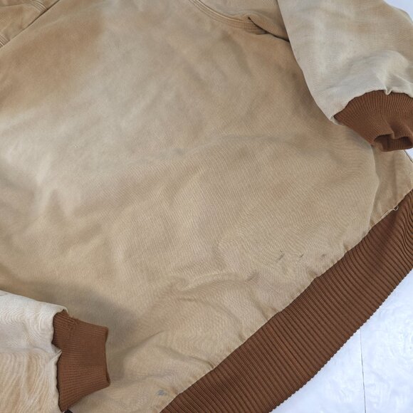 VINTAGE Carhartt Hooded Jacket Beige SZ MEDIUM Distressed Work Stain Paint AS-IS - Picture 9 of 16
